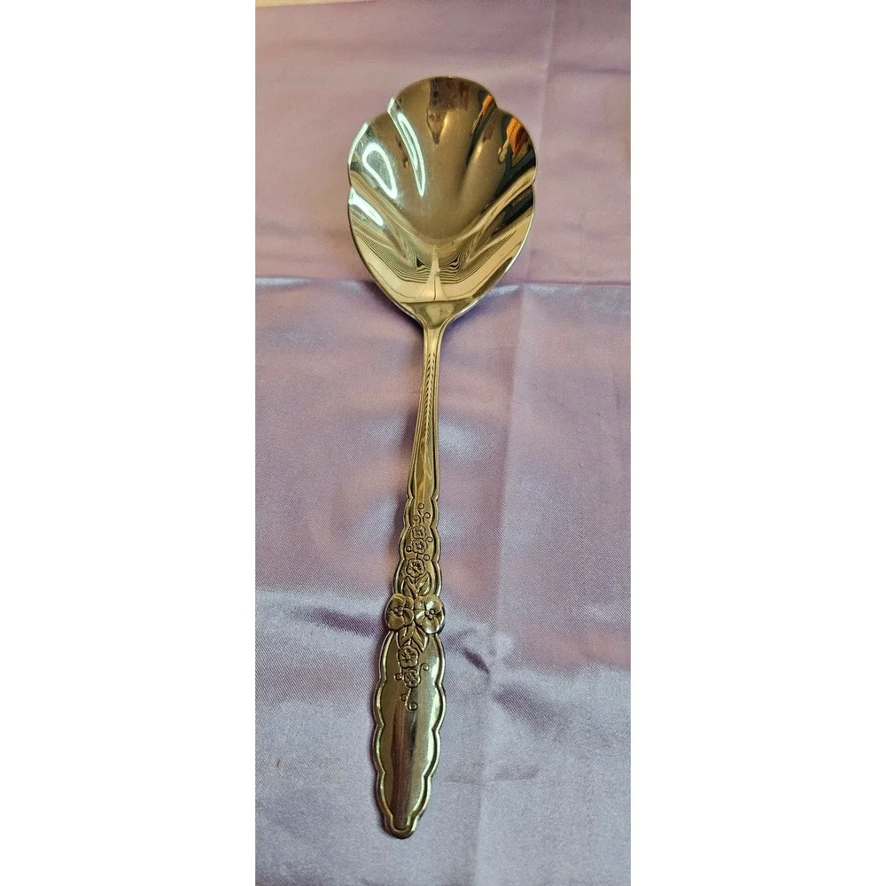 Oneida Community floral glen Stainless Steel 4pc Serving Set Ladle Berry Spoon